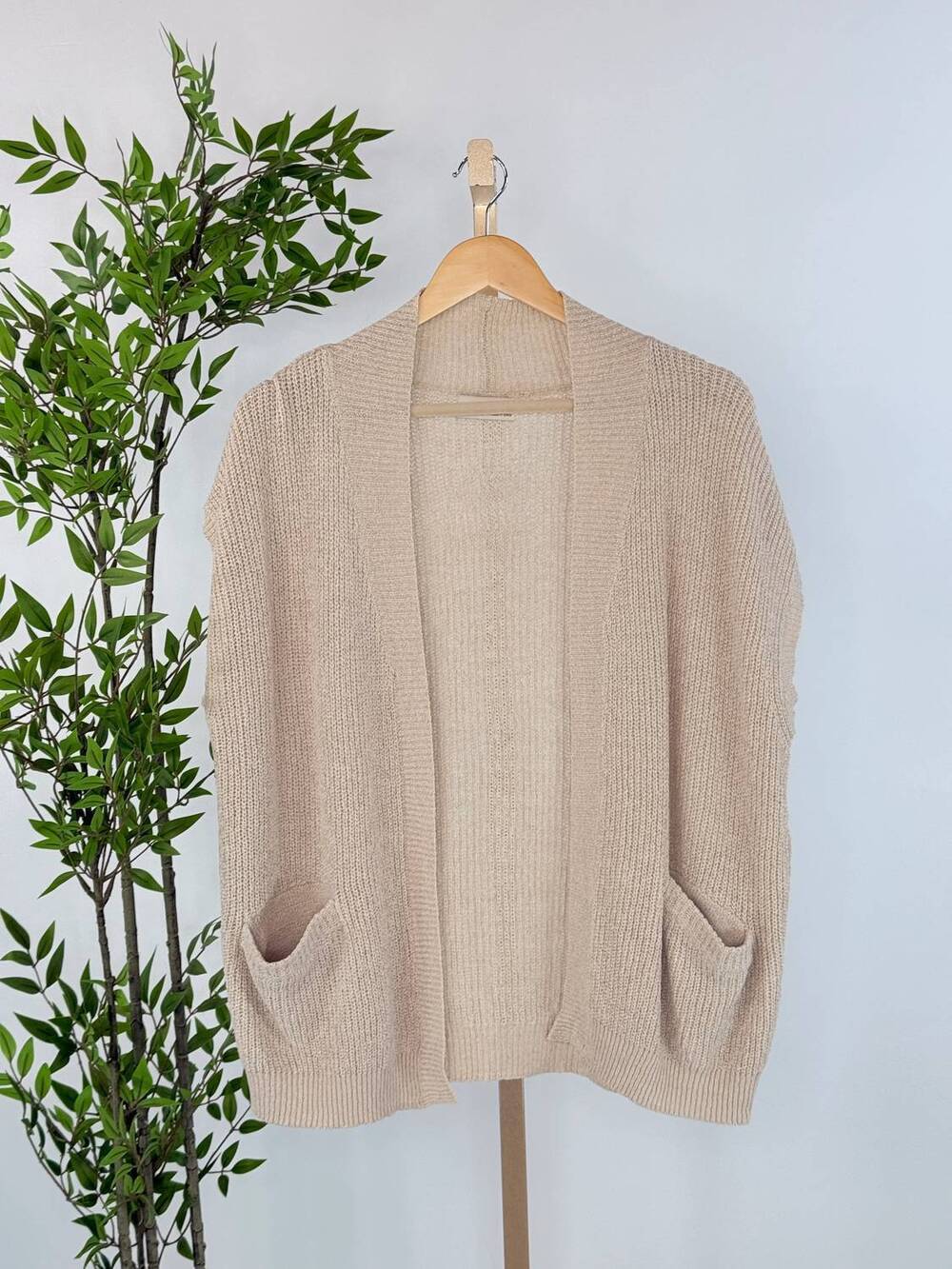 NEW BE COOL women's cape knit open front sweater in natural